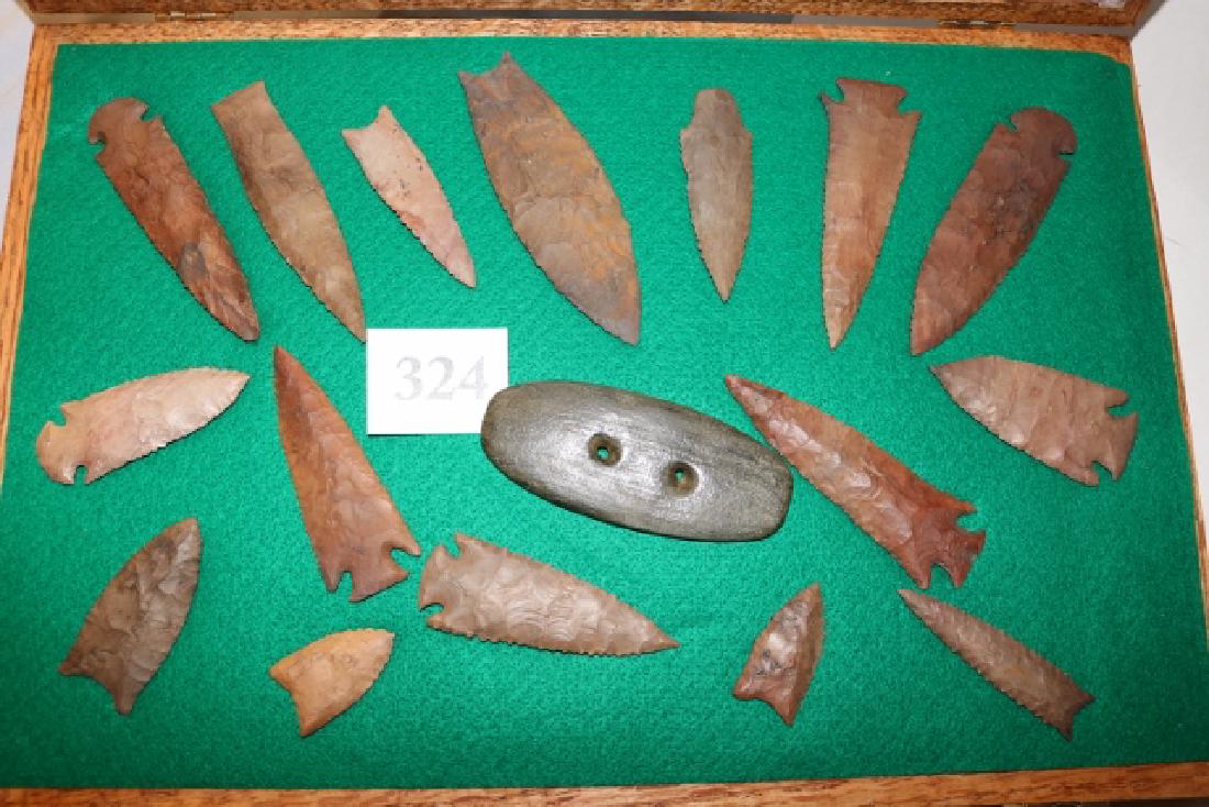 Gorget and 16 Points & Spears: 12 x 16 Frame with 4 3/8” Gorget and 16 Points & Spears – all sold as age uncertain