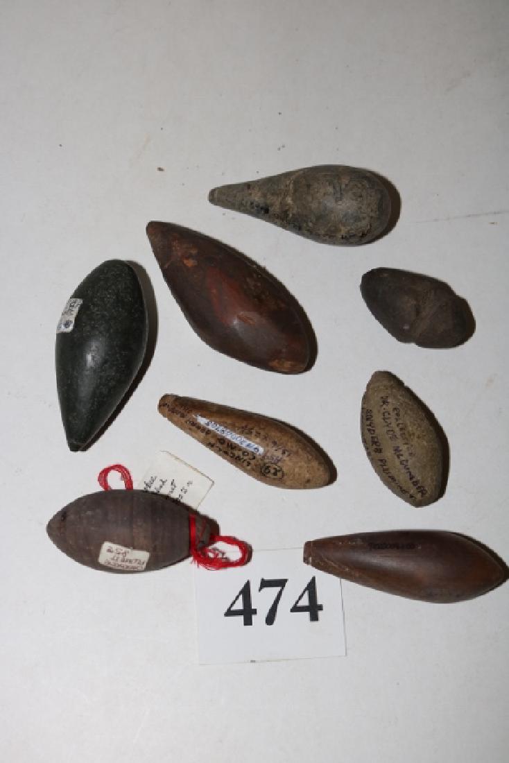 8 Assorted Stone Plummets: 8 Assorted Stone Plummets, some age uncertain
