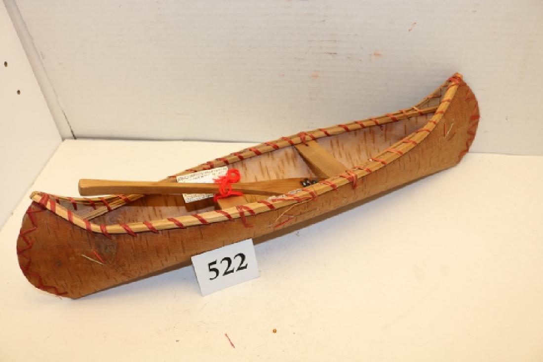 17 ½” Birch Bark Canoe: 17 ½” Birch Bark Canoe, with paddle