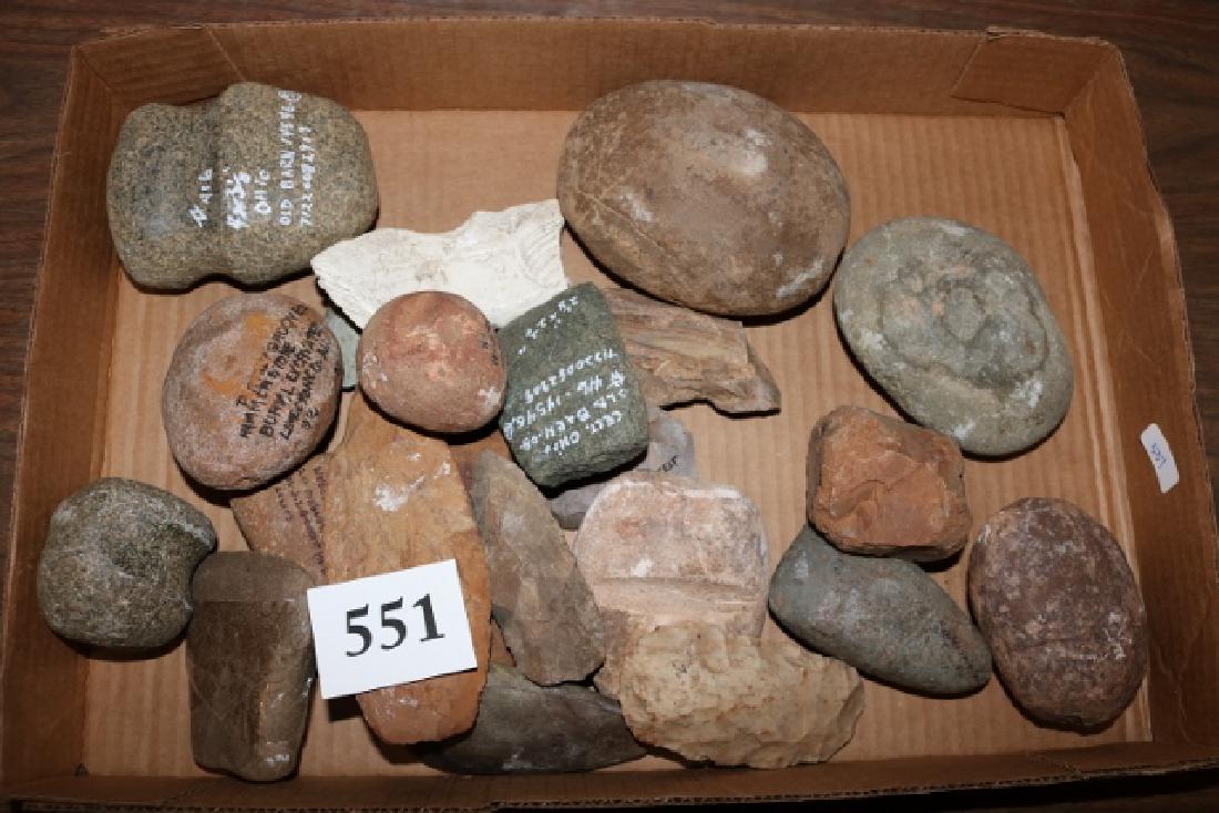 22 Assorted Stone Tools, Hammerstones, Flints: 22 Assorted Stone Tools, Hammerstones, Flints - some are damaged