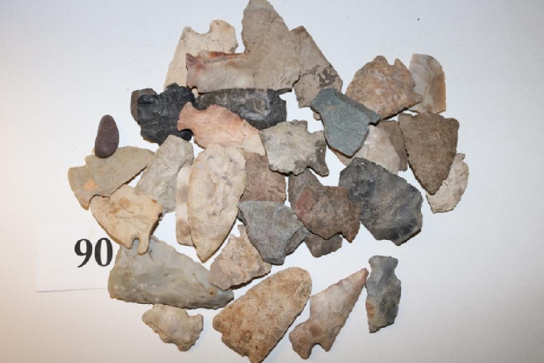 31 Assorted Flint Points: 31 Assorted Flint Points, many are damaged, Ohio
