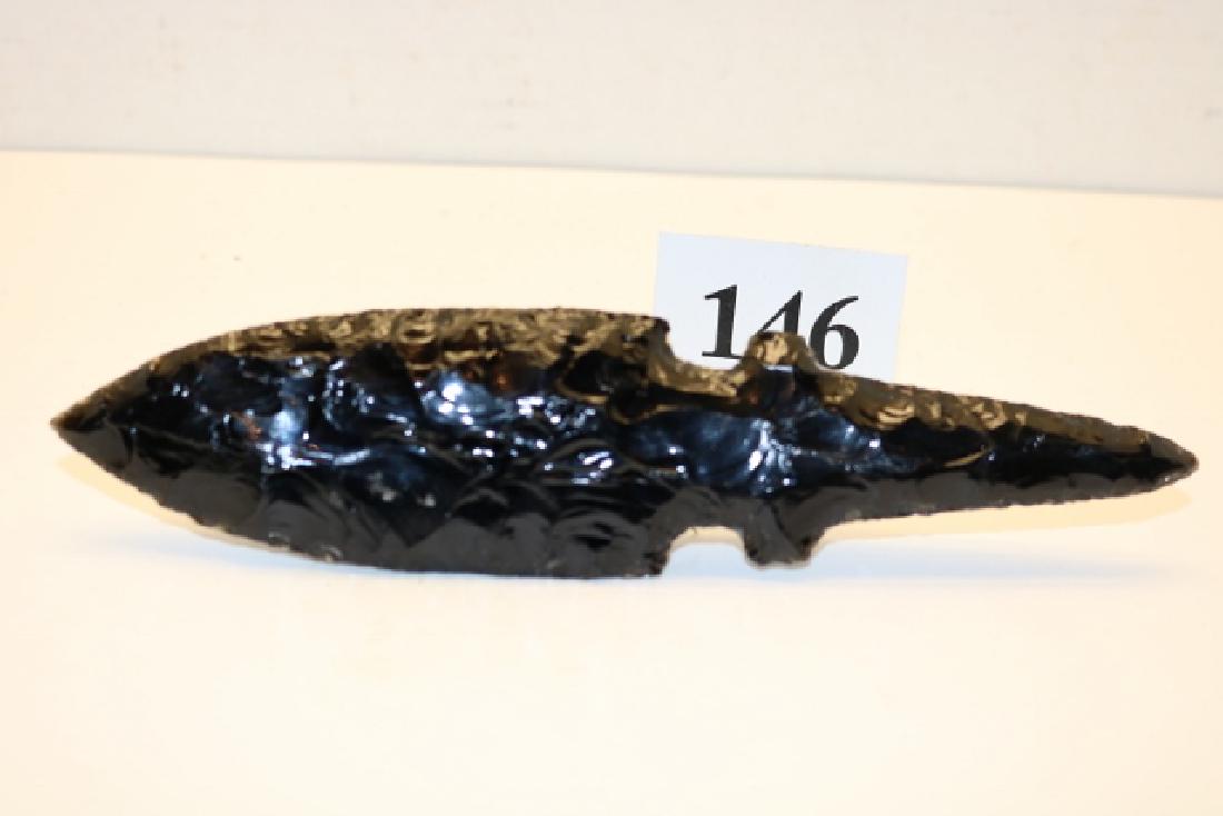 Obsidian Eccentric Blade: 8 7/8” Obsidian Eccentric Blade, Western Mexico
