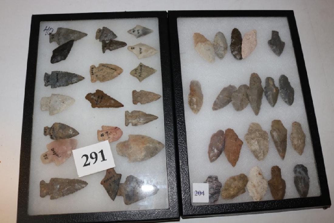 (42) Flint Points: 2 Frames (42) Flint Points, Various States, longest 2 ½”