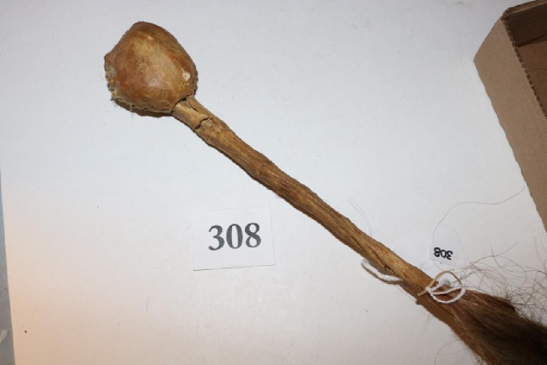 Hide Covered Club Stone Head: 13 5/8” Hide Covered Club Stone Head, horse hair tail, South Dakota