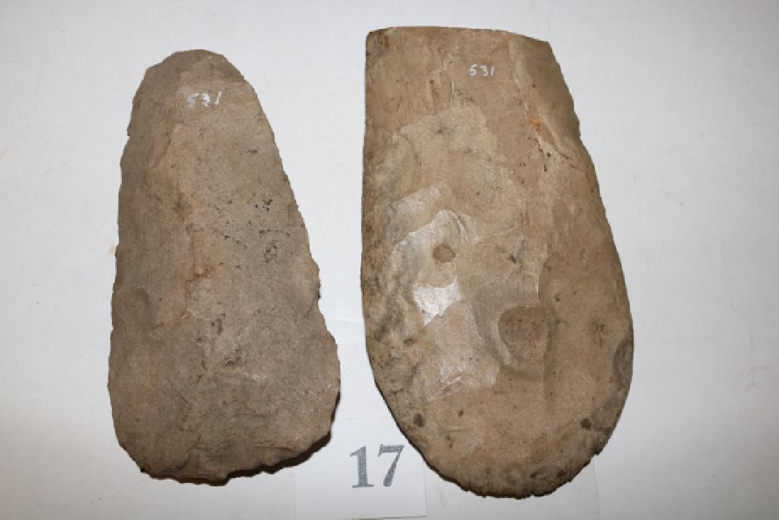 2 Flint Hoes: 2 Flint Hoes – largest 8” – one is chipped