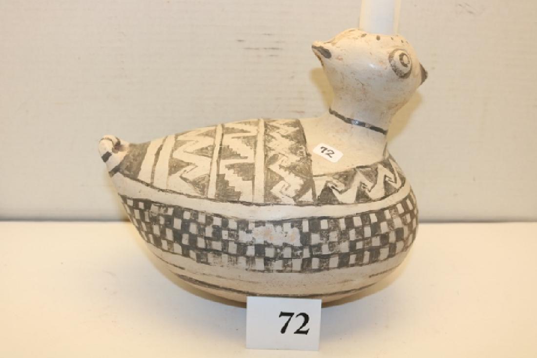 Black & White Mimbres Bird Effigy: Black & White Mimbres Bird Effigy – great lines, Ex. Robert Johnson Coll. Alton, Ill. - 10” x 8 ½” – solid