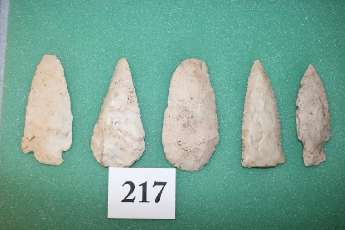 5 Points in a frame: 5 Points in a frame – some with dings & chips - Stahelin Coll. 3 ½” largest