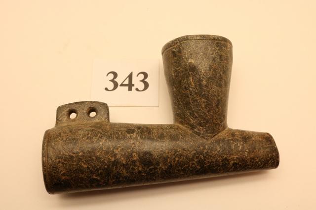 Virginia Calut Pipe: Virginia Calut Pipe – 5” Long x 3” Tall – made out of Steatite – X - Hugh T. Young Collection