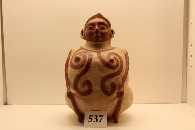 Caddo Human Effigy Water Bottle: 10 ½” Tall x 7 ½” Diameter – Caddo Human Effigy Water Bottle – X- Ken Ellis Collection – Fantasy Pot
