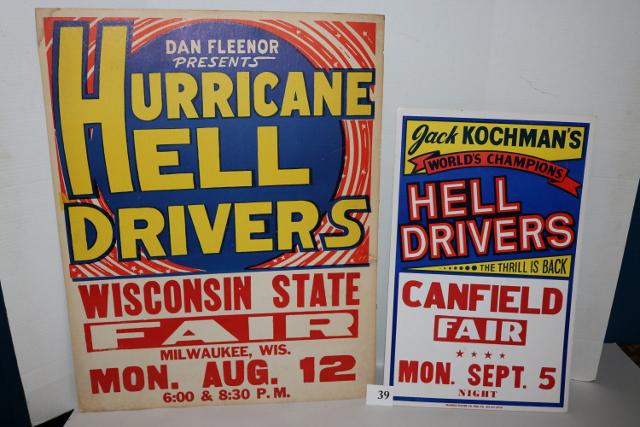 Lot of 2 Cardboard Hell Driver's Auto Thrill Show (1 of 3)