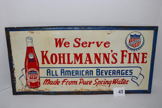 Kohlman's Fine Embossed Tin Soda Sign (1 of 4)