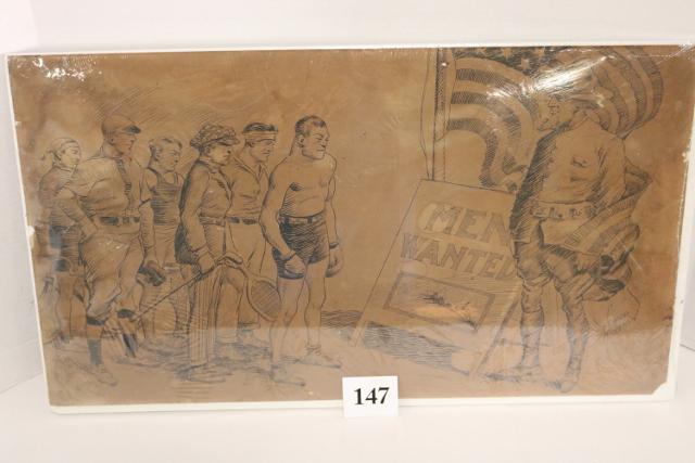 WWI - Pen & Ink Uncle Sam Recruiter (1 of 3)