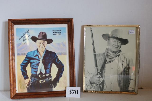 2 Picture Lot, One of John Wayne: 2 Picture Lot, One of John Wayne 10" x 8", Other with signature of Hop along Cassidy 11" x 9"