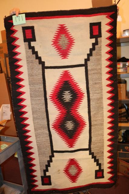 Navajo Weaving: Storm Pattern Navajo Weaving 36” x 56” – very good condition