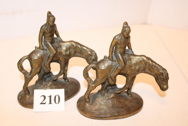 Cast Iron Indian Bookends: Pair Cast Iron Indian Bookends