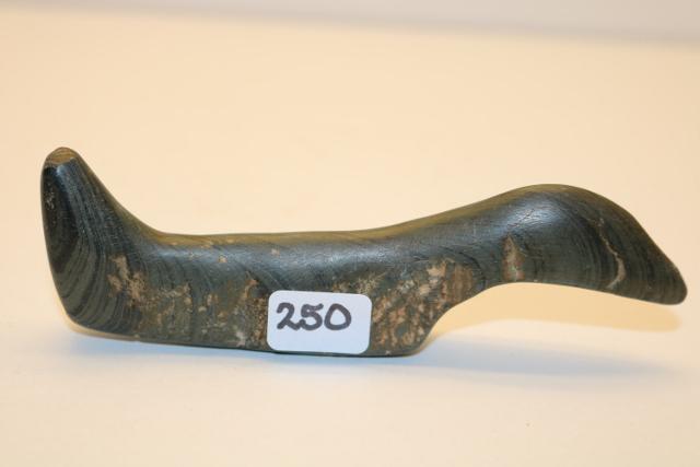 Slate Long Neck Birdstone: Slate Long Neck Birdstone with nicks & chips