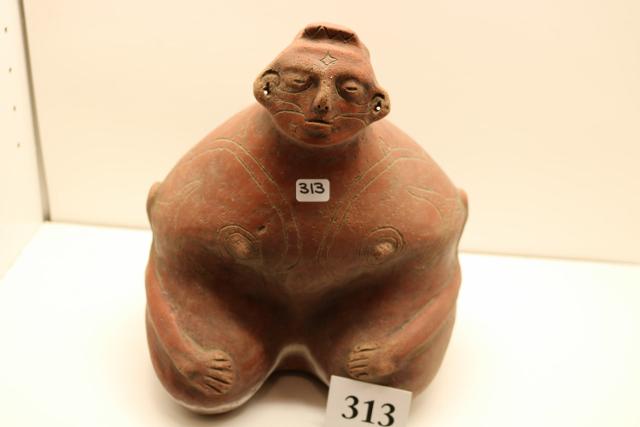 10" Red Hooded Pot - rare Mississippian Water Bottle: 10Â” Red Hooded Pot Â– rare Mississippian Water Bottle, found at the Campbell site in Peniscott Cty in 1954 along the river
