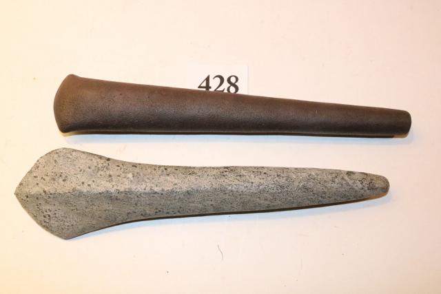 Hematite Celt - Granite Spud: Hematite Celt – Granite Spud, Flared and Grooved, Ex. Branan Collection – Age Uncertain