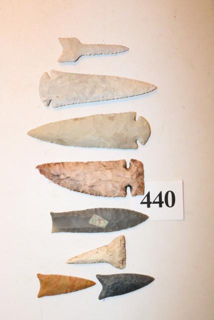 Dalton, Dovetails, Clovis Point, & other points: Illinois Dalton – St Charles Dovetail, Illinois – Small Dovetail Point, Illinois – Illinois Dovetail – Clovis Point – Graham Cave Point – 2 Kentucky Madison Points – Age Uncertain