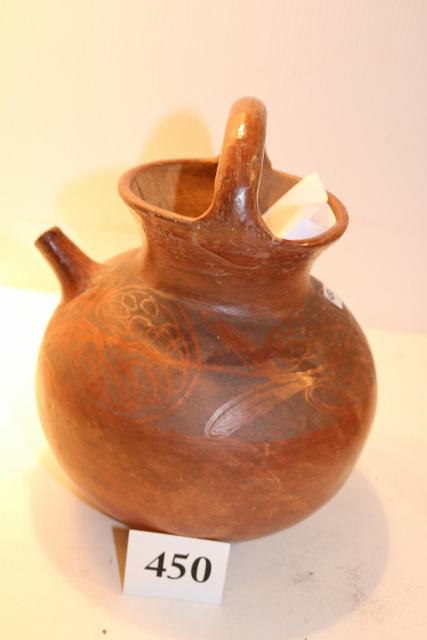 Pre Columbian Ceramic Teapot: Pre Columbian Ceramic Teapot, Central America? Solid 9 ½” x 7 ½”