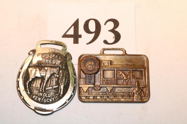 2 Watch Fobs: 2 Watch Fobs- Whiskey “She was Bred In Old Kentucky” & American Legion
