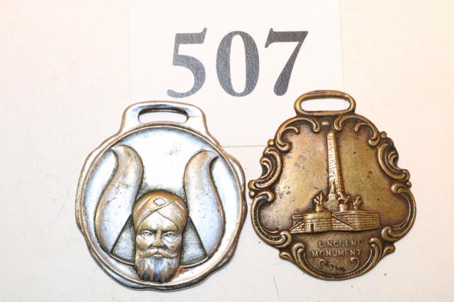 2 Watch Fobs: 2 Watch Fobs – Lincoln Monument & Supreme Council Sessions Va.