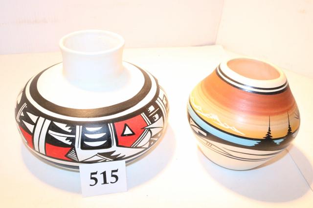 2 Indian Pottery Pieces: 2 Indian Pottery Pieces: Hopi Pottery Pueblo First Mesa Signed R. Galvan & Navajo Cedar Mesa Hathale