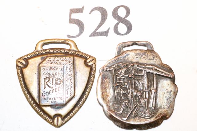 Watch Fobs: Watch Fobs – Pierces Rio Coffee & Hamilton Cassard Brooms Sewing Machine