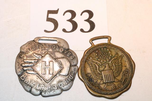 2 Watch Fobs: 2 Watch Fobs – United States Eagle & Hansen’s Gloves