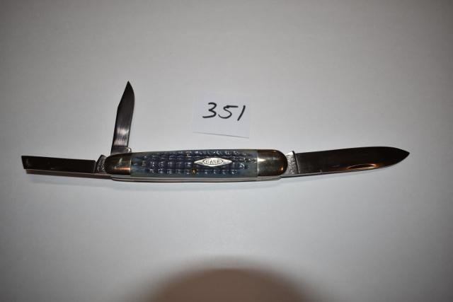 Case Factory Sample Knife: Case Factory Sample Knife 1990 XX 6391, 3 blade Bradford Pa., one side blue other brown, Mr. George Smith Coll. 1 of 5