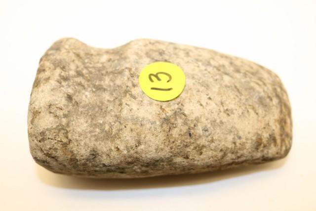 ¾ Groove Stone Axe: 4 ¾” x 2 ¾” ¾ Groove Stone Axe, colorful speckled granite, Central Mo.