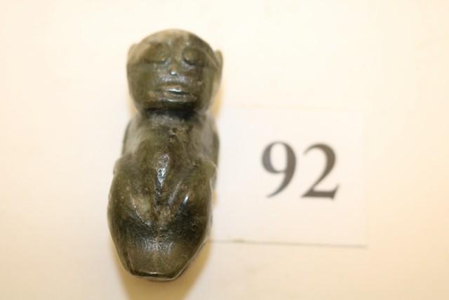 Jadeite Pre Columbian Effigy Stone Pendant: Jadeite Pre Columbian Effigy Stone Pendant 1 ¼” x 2 ½” age uncertain