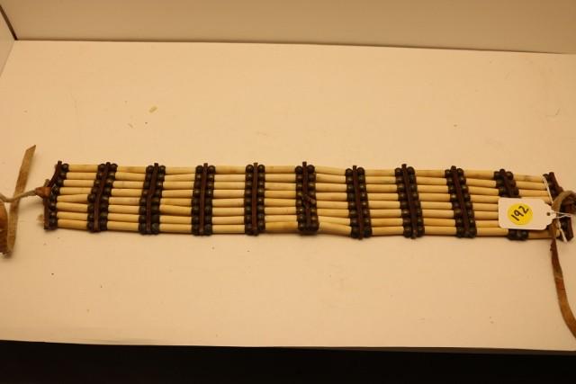 Bone Hair Pipe and Brass Bead Choker: Bone Hair Pipe and Brass Bead Choker, 2 ½” x 16”