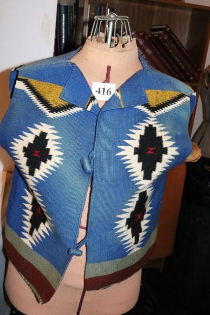 Navajo Woven Vest: 22” x 22” Navajo Woven Vest – very rare, some fading