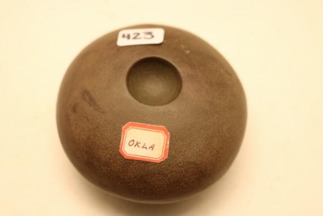 3 ¼” Double Cup Discoidal: 3 ¼” Double Cup Discoidal – Brown Hardstone – Oklahoma, an old coll. Tag age uncertain