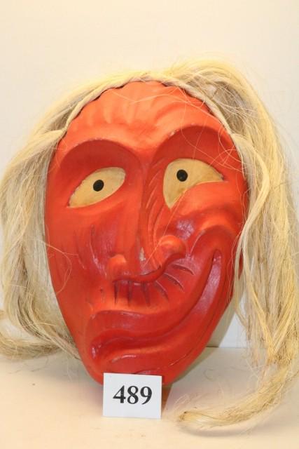 Iroquois Crooked Nose False Face Mask: Iroquois Carved Wood Crooked Nose False Face Mask, nice copy of an original - 12”