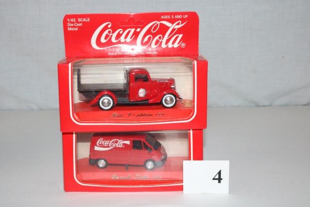 2 Coca-Cola, 1/43 Scale Die-Cast Van and truck: 2 Coca-Cola, 1/43 Scale Die-Cast Van and truck, Great condition, with box.