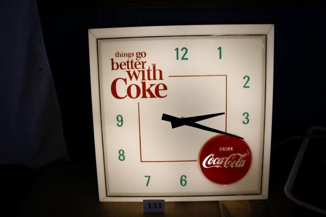 Coca-Cola Clock: Coca-Cola Clock, Does Light up, it is missing the second hand, and small rust spots, but otherwise in Good shape, 16” Square