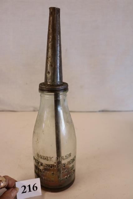 Handy Oiler Danville: Handy Oiler Danville, Indiana Oil Bottle, One Quart Size, No cap on nozzle, 14 ½” Tall