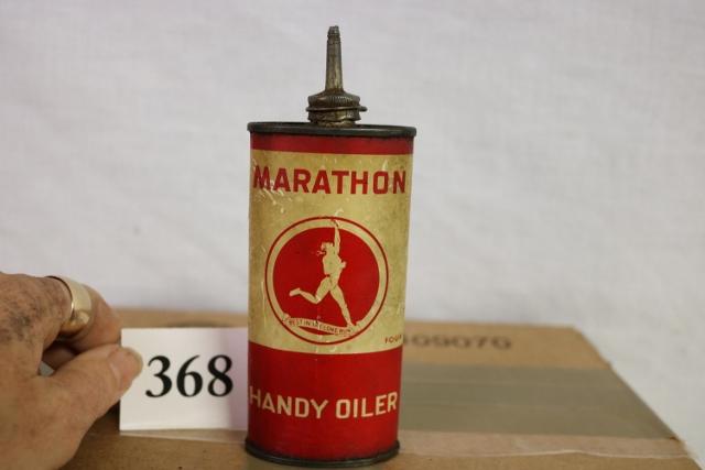 Marathon Handy Oiler Can: Marathon Handy Oiler Can, Dirty but in Nice Condition, Has oil in it, 6” Tall