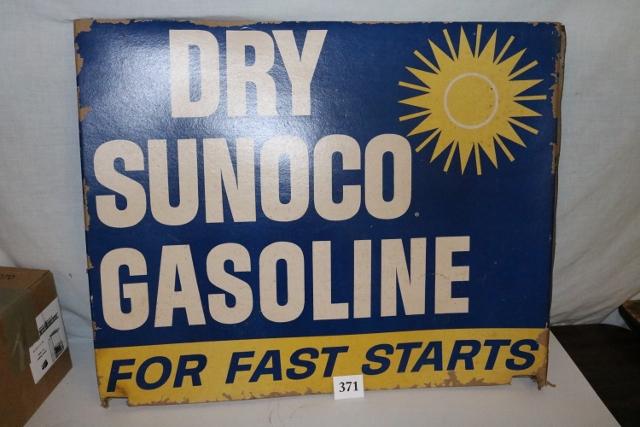 Double Sided Sunoco Cardboard Display: Double Sided Sunoco Cardboard Display, Has wear on the edges, 24” Tall x 29 ½” Wide