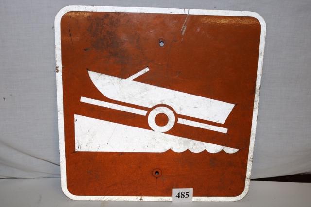Boat Ramp Sign: Boat Ramp Sign, Nice Condition, 18” Square