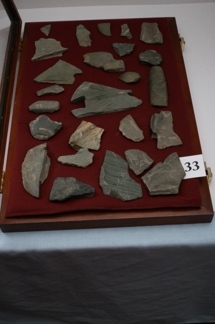 Wood Frame of 24 Pieces of Broken Slate