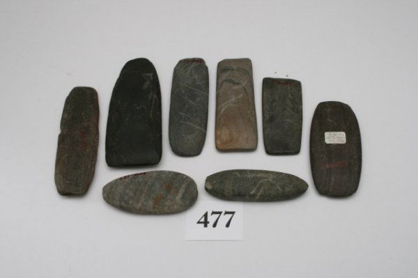 Gorgets: Group of 8 Undrilled Gorgets all from Hardin Co. Ohio largest 5"