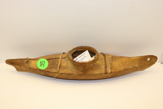 Inuit Sealskin Miniature Canoe (1 of 3)