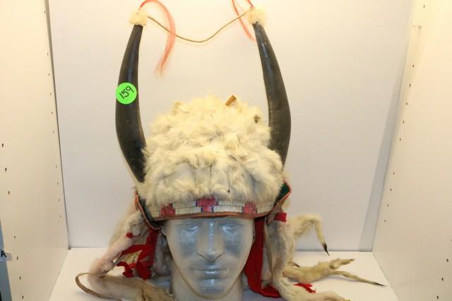 Quilled Ermine Buffalo Horn Headdress (1 of 4)
