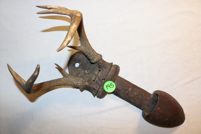 Folk Art Antler Wood Carving Whetstone Case (1 of 2)