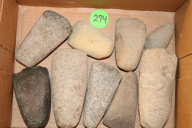 Box Lot of 9 Stone Celts (1 of 1)