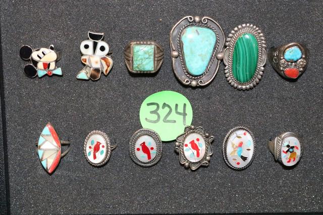 12 Sterling Silver Turq. Navajo Rings (1 of 1)