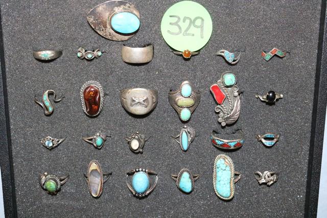 24 Sterling Silver Turq. Navajo Rings (1 of 1)